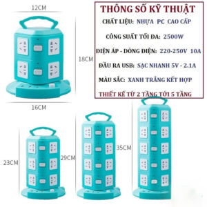 ￼Ổ Điện Đa Năng Có USB Thông Minh Chịu Tải Chống Giật Chống Nước Công Suất Lớn Dây Dài 1 Mét 8 Hàng Cao Cấp