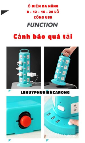 ￼Ổ Điện Đa Năng Có USB Thông Minh Chịu Tải Chống Giật Chống Nước Công Suất Lớn Dây Dài 1 Mét 8 Hàng Cao Cấp