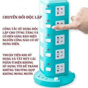 ￼Ổ Điện Đa Năng Có USB Thông Minh Chịu Tải Chống Giật Chống Nước Công Suất Lớn Dây Dài 1 Mét 8 Hàng Cao Cấp